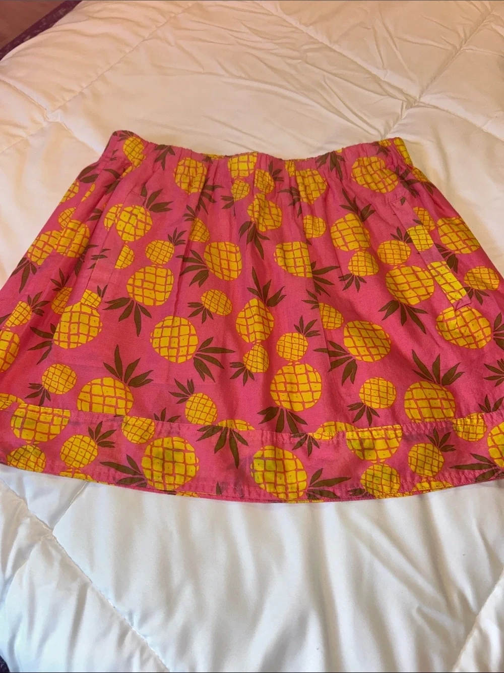 J. Crew Pink Skirt with Yellow Pineapple Print